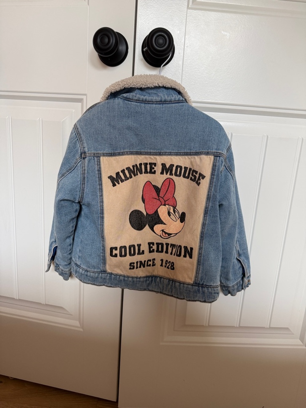 Zara Light Blue Denim Jacket with Minnie Mouse Patch